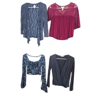 Women's Small 4 6 Tops Shirts Blouses Sweaters Wholesale Bulk Lot of 4 S